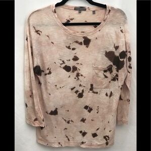 Vince Pima Marbled Brown Shirt 3/4 Sleeve Small